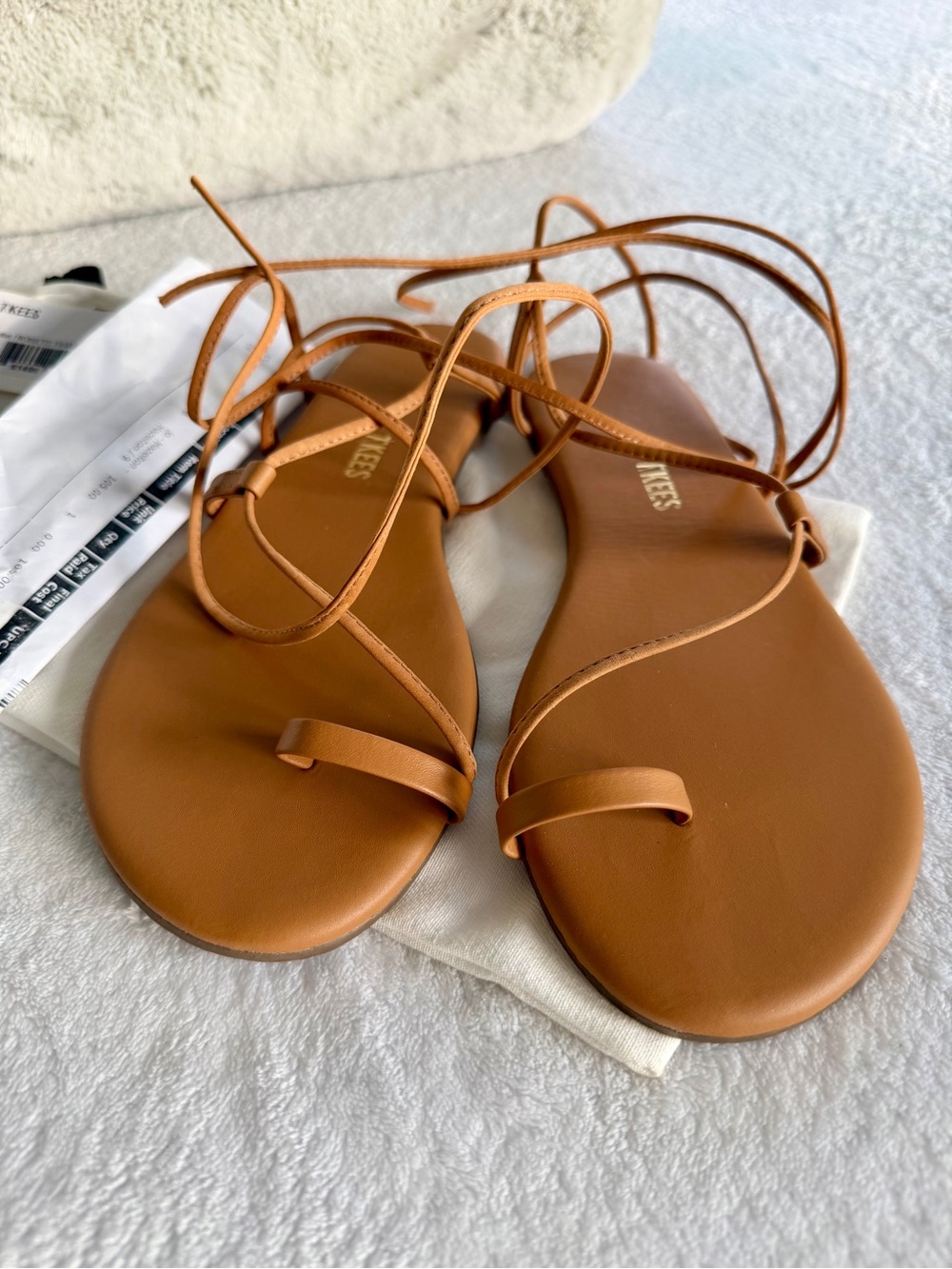 Women’s Tan Lace-Up Flat Sandals